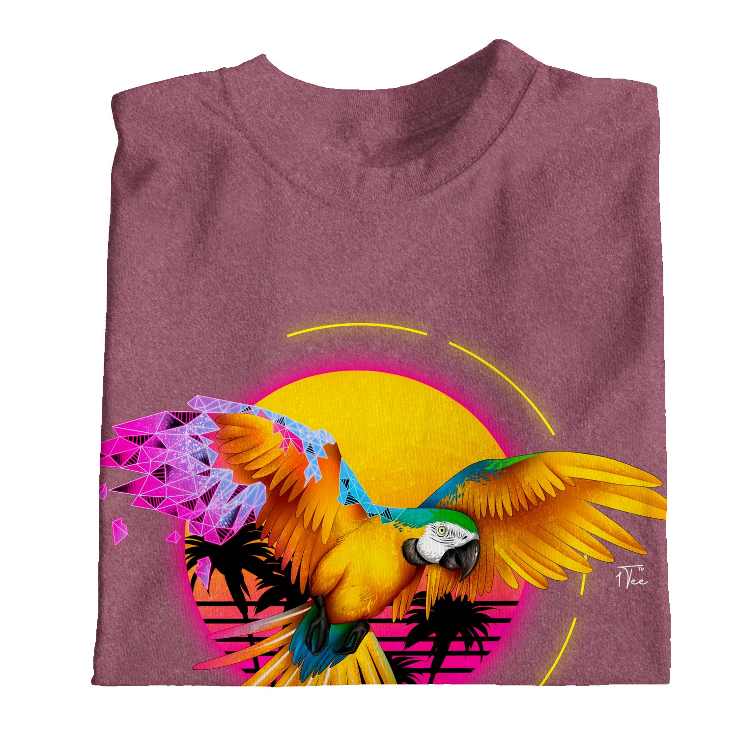 1Tee Womens Parrott Tropical Geometric T-Shirt - Picture 14 of 25