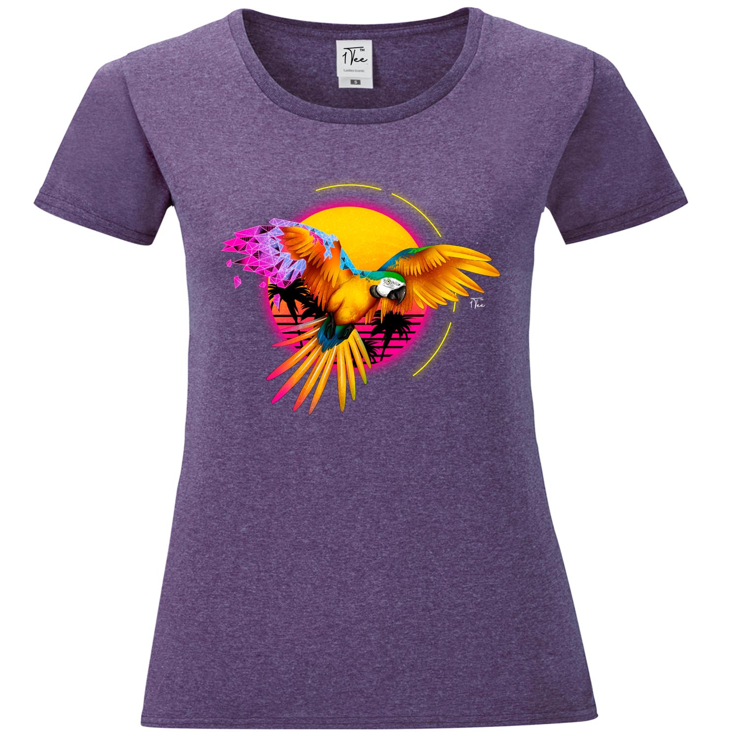 1Tee Womens Parrott Tropical Geometric T-Shirt - Picture 17 of 25