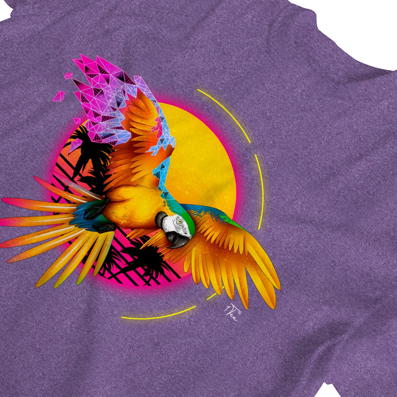 1Tee Womens Parrott Tropical Geometric T-Shirt - Picture 18 of 25
