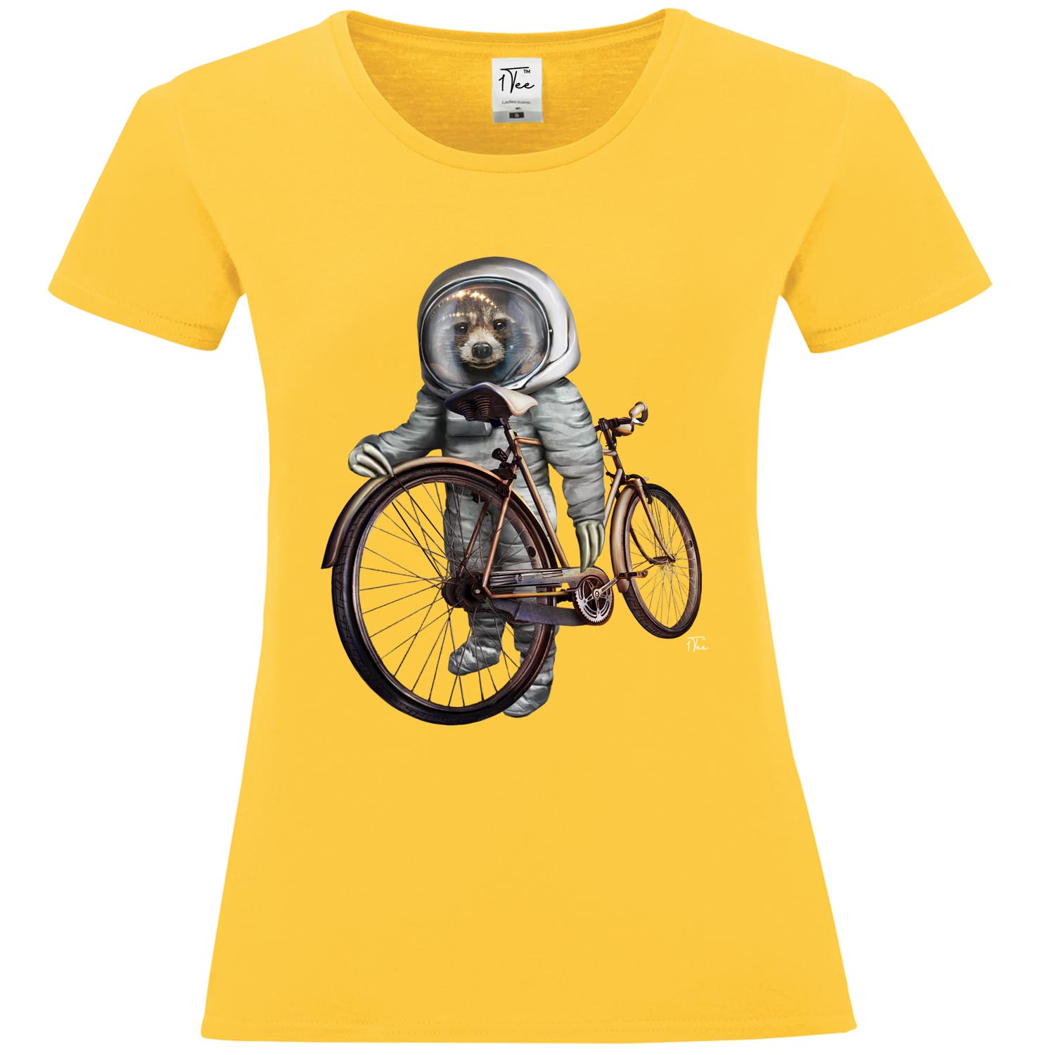 1Tee Damen T-Shirt Faultier Astronaut mit Fahrrad - Bild 22 von 25