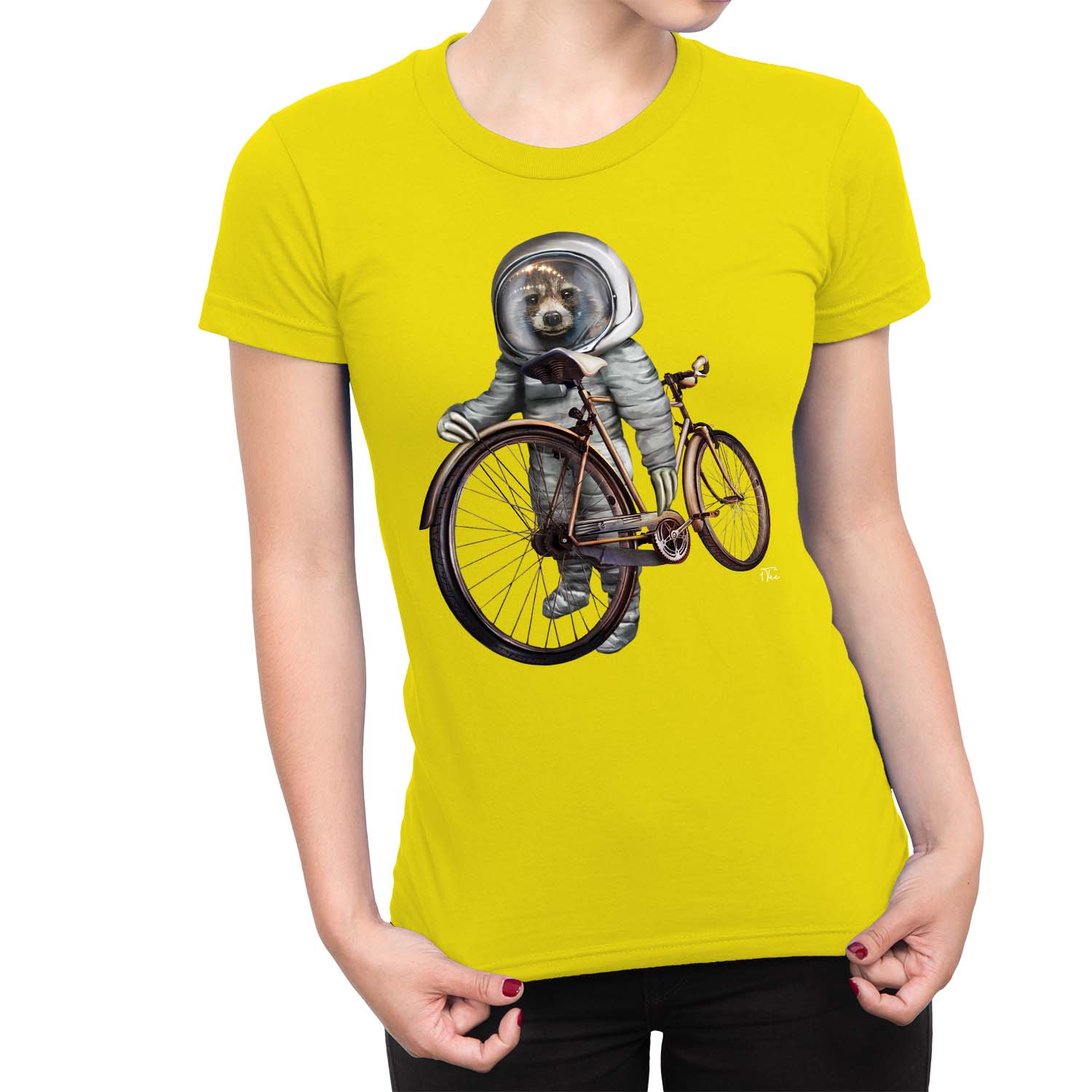 1Tee Damen T-Shirt Faultier Astronaut mit Fahrrad - Bild 21 von 25