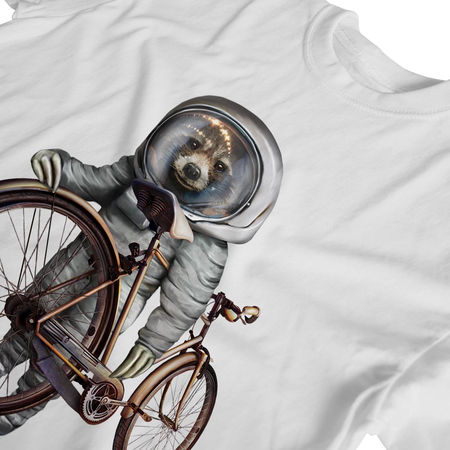 1Tee Damen T-Shirt Faultier Astronaut mit Fahrrad - Bild 18 von 25