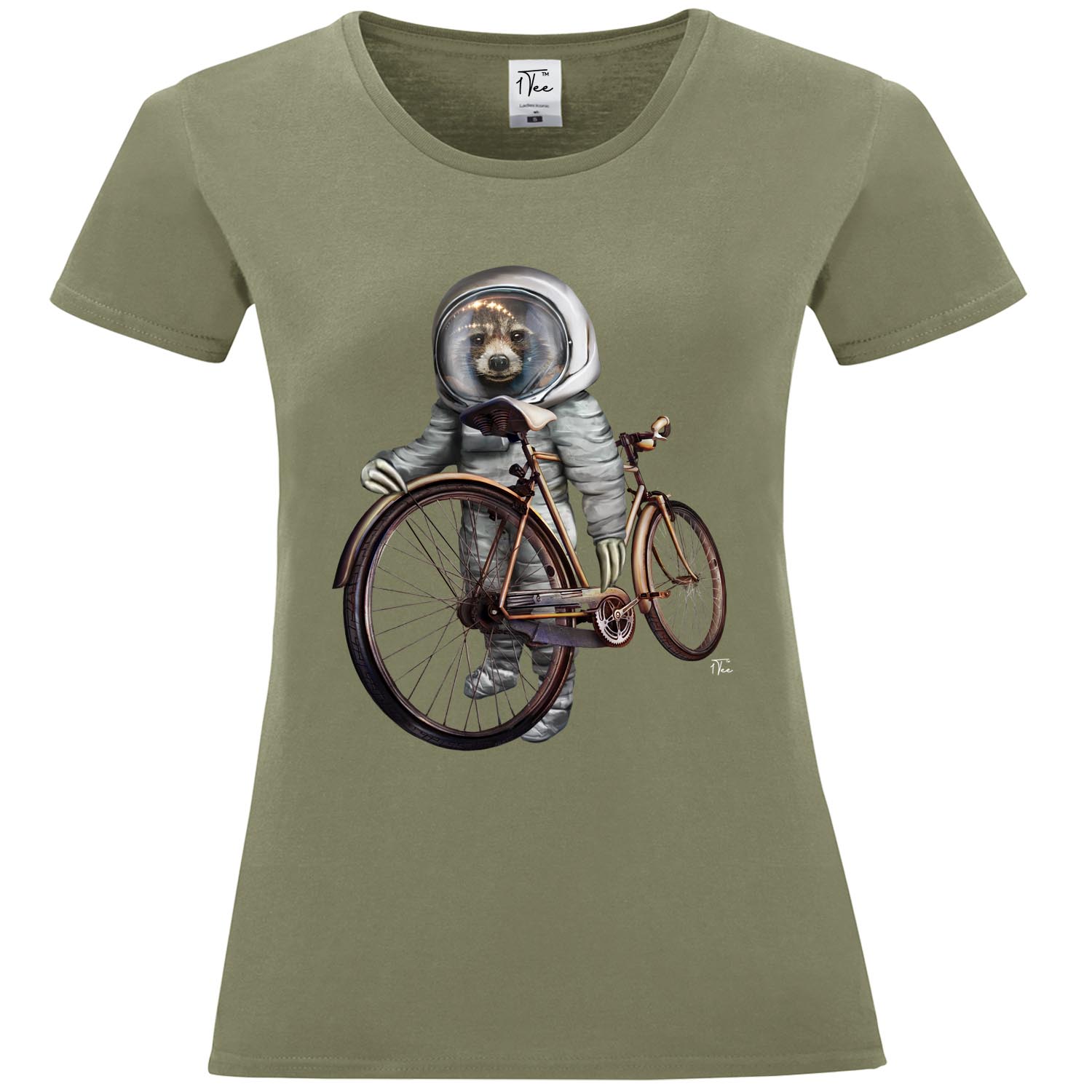 1Tee Damen T-Shirt Faultier Astronaut mit Fahrrad - Bild 12 von 25