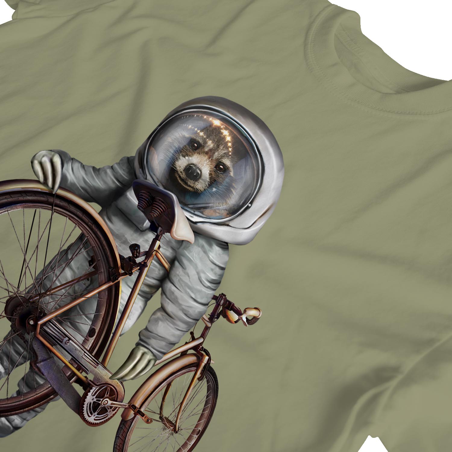 1Tee Damen T-Shirt Faultier Astronaut mit Fahrrad - Bild 13 von 25
