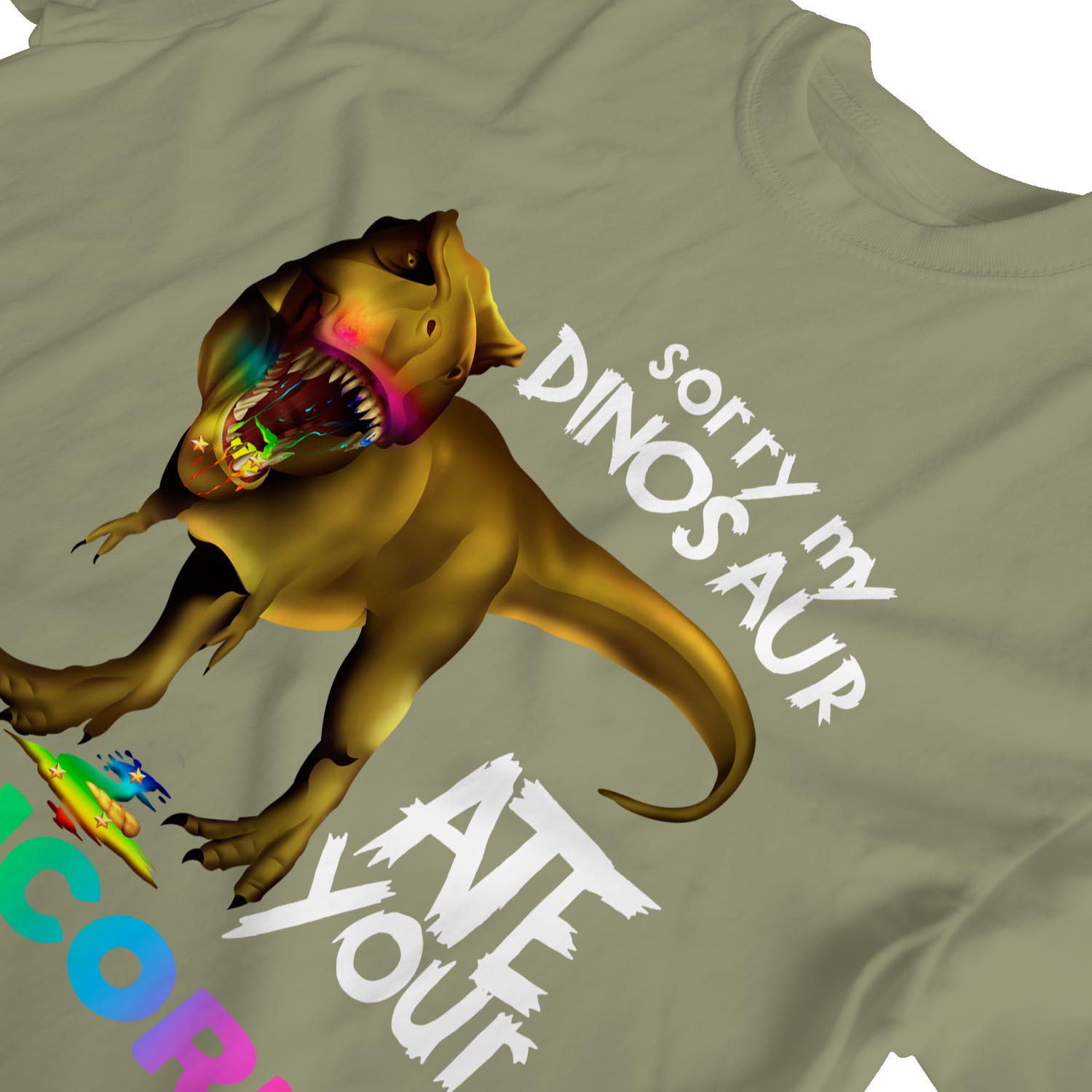 Camiseta 1Tee Sorry My Dinosaur Ate Your Unicorn para mujer - Imagen 23 de 25