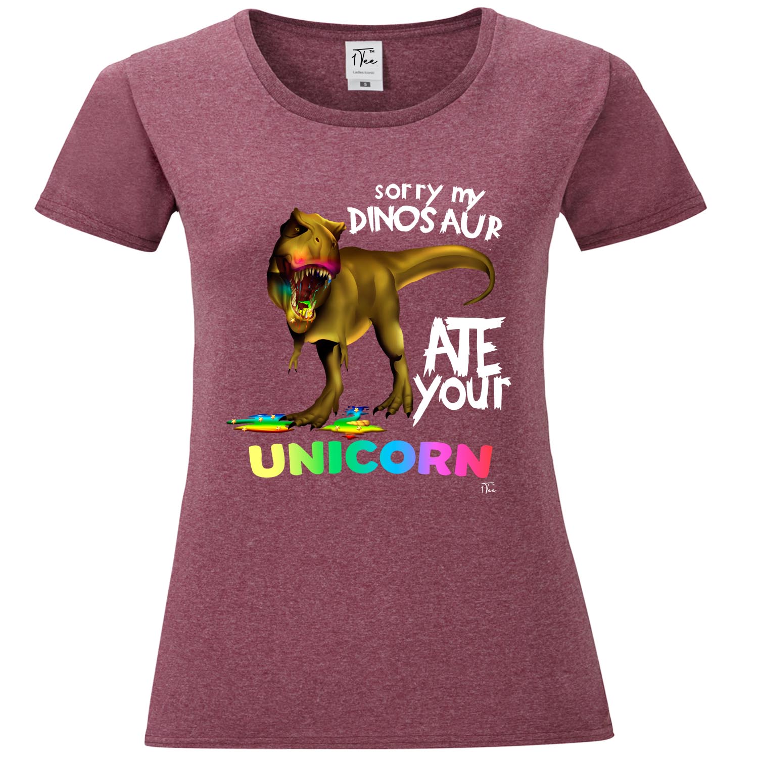 Camiseta 1Tee Sorry My Dinosaur Ate Your Unicorn para mujer - Imagen 7 de 25