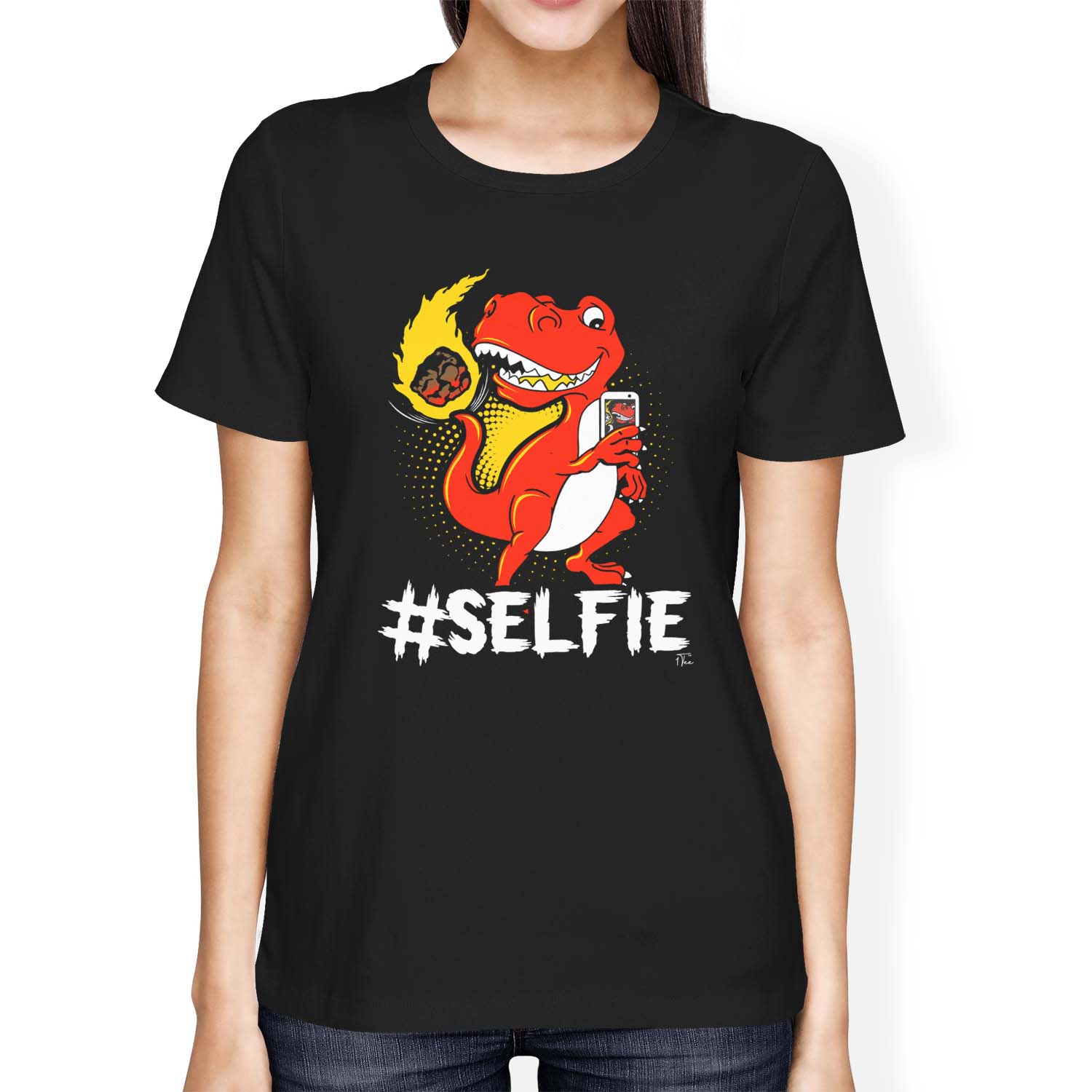 Camiseta selfie 1Tee de dinosaurio holgada para mujer - Imagen 6 de 15