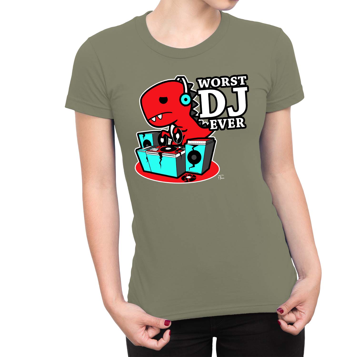 Camiseta de dinosaurio T-rex 1Tee para mujer peor DJ - Imagen 11 de 20