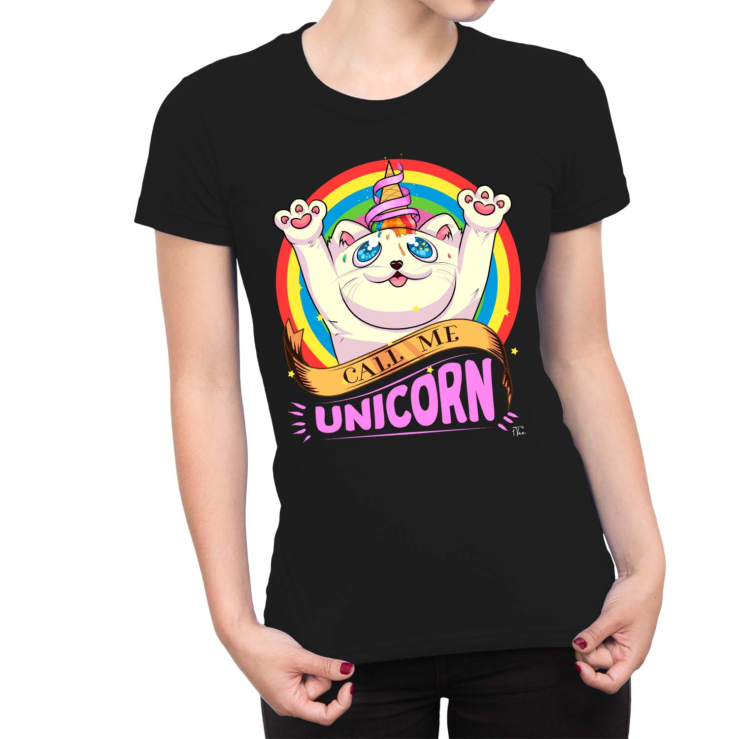 Details about   1Tee Womens Unicorn Cat  T-Shirt
