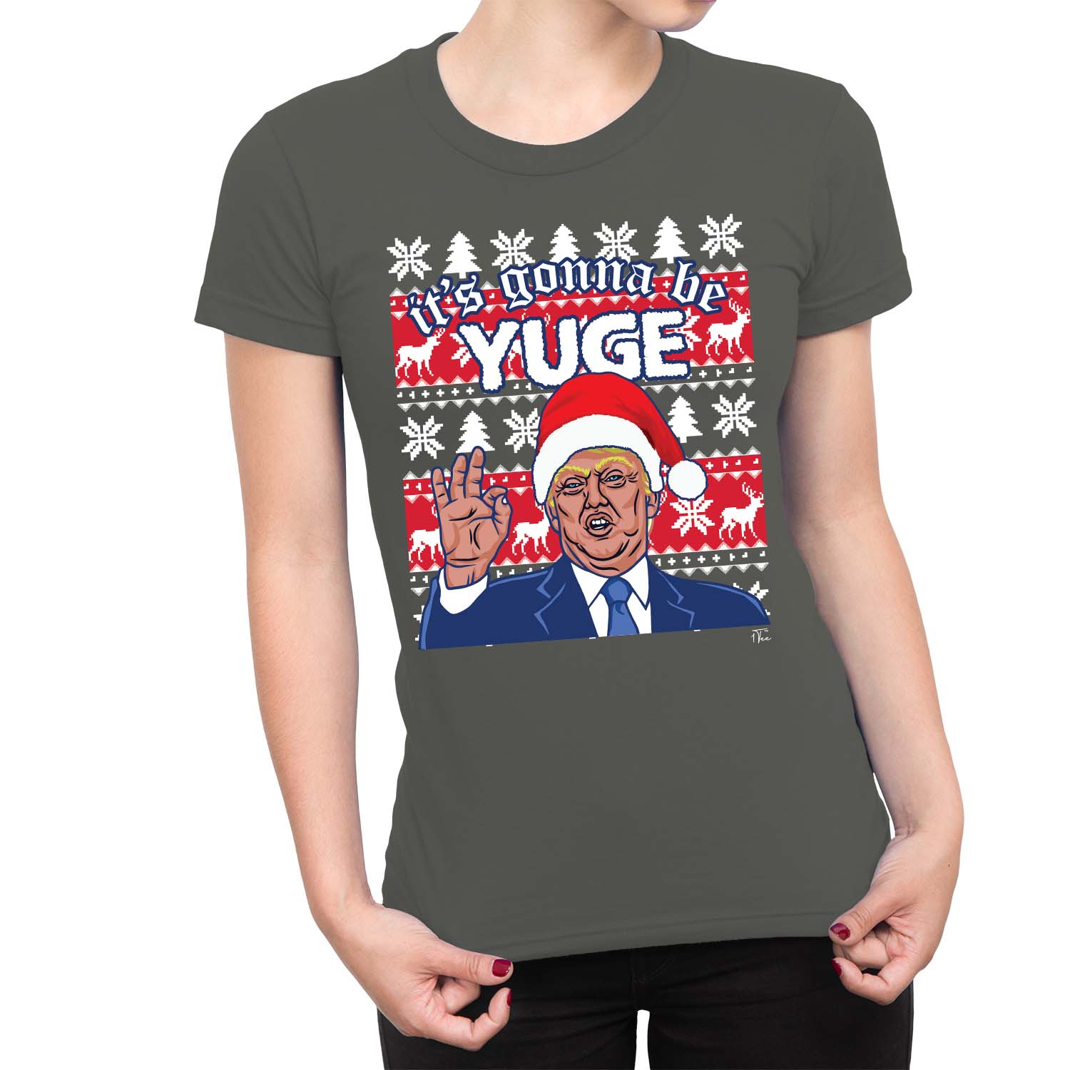 Donald Trump Santa Hat T-Shirt 1Tee Mens It's Gonna be Yuge 