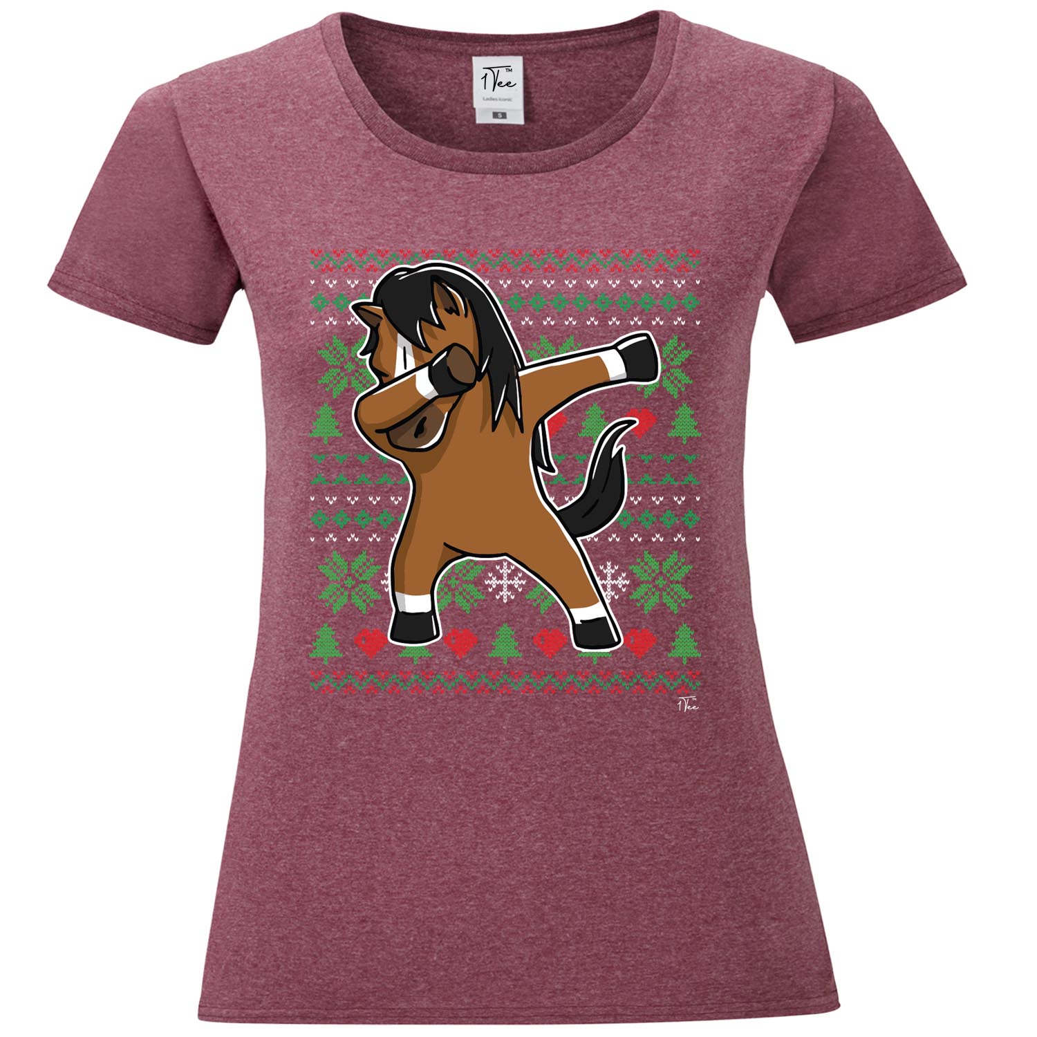 1Tee Damen T-Shirt Horse Dabbing Dab at Christmas - Bild 12 von 25