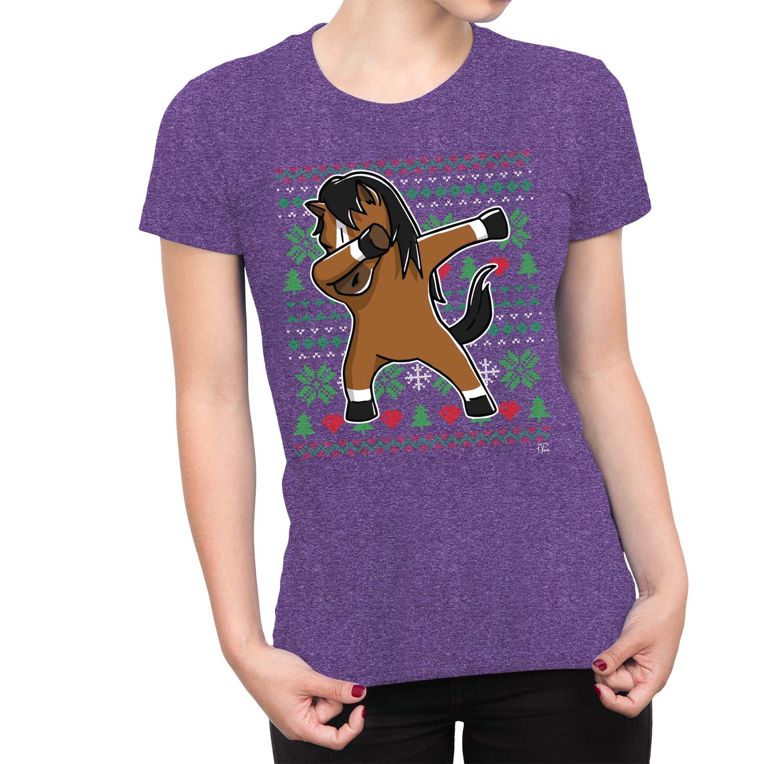 1Tee Damen T-Shirt Horse Dabbing Dab at Christmas - Bild 16 von 25