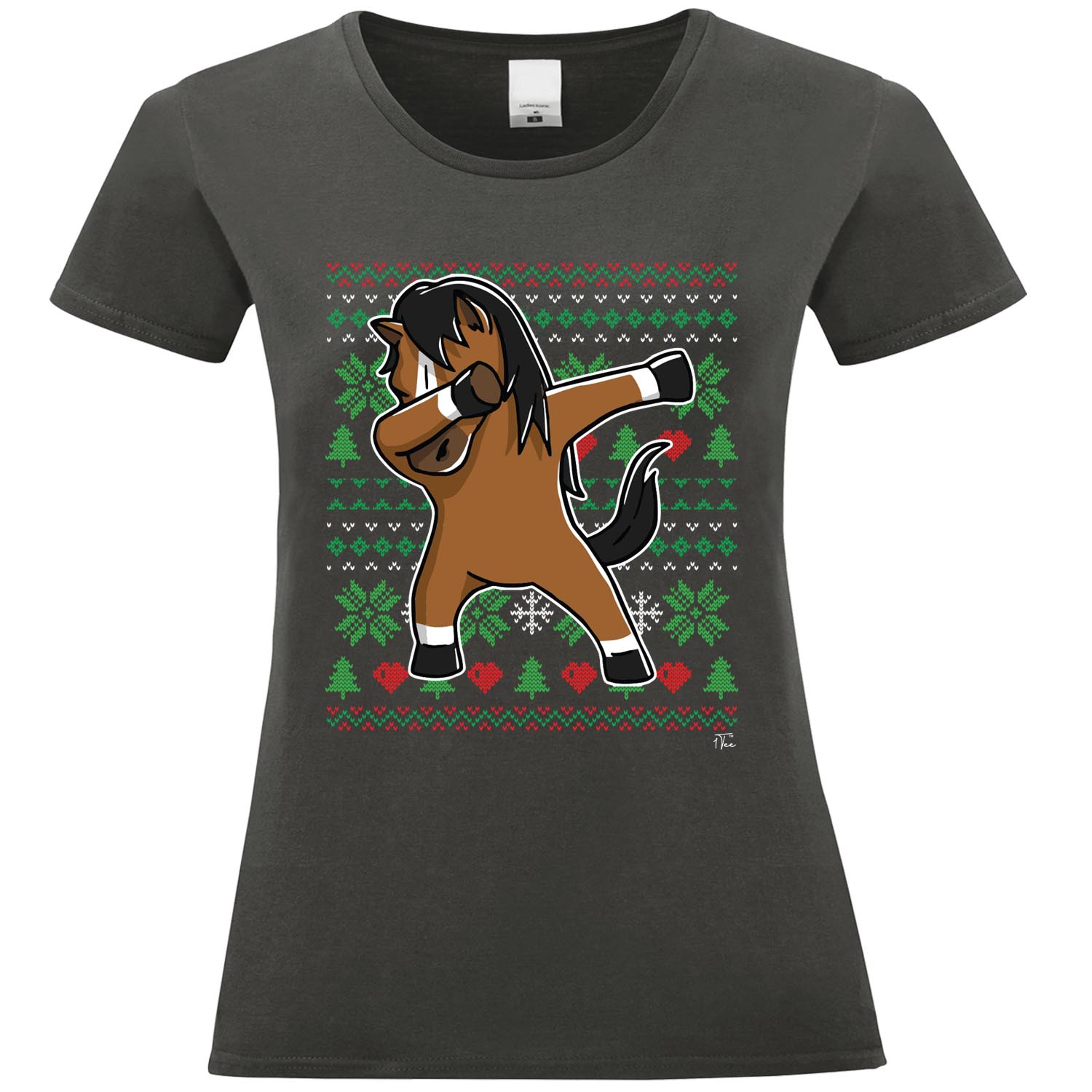 1Tee Damen T-Shirt Horse Dabbing Dab at Christmas - Bild 22 von 25