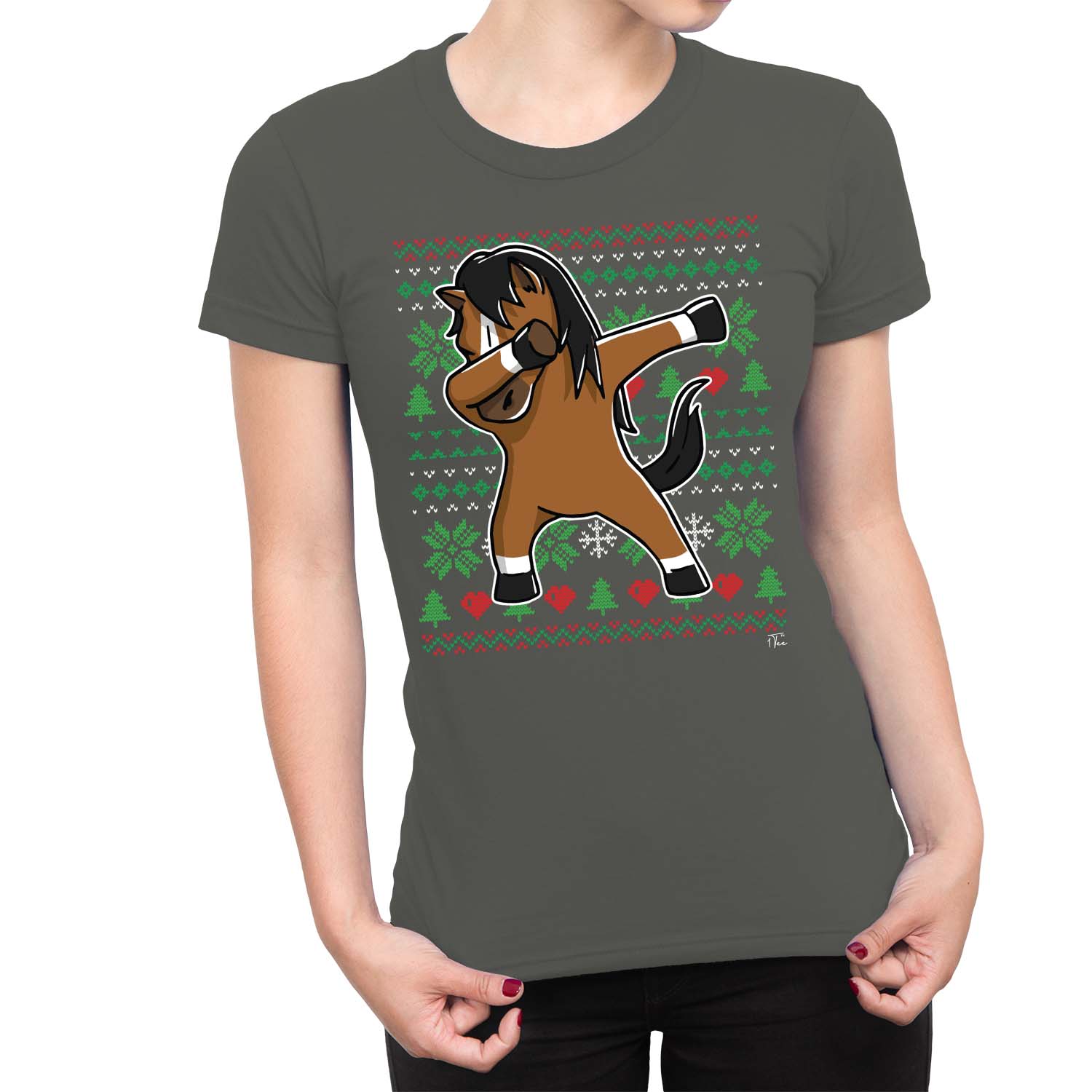 1Tee Damen T-Shirt Horse Dabbing Dab at Christmas - Bild 21 von 25
