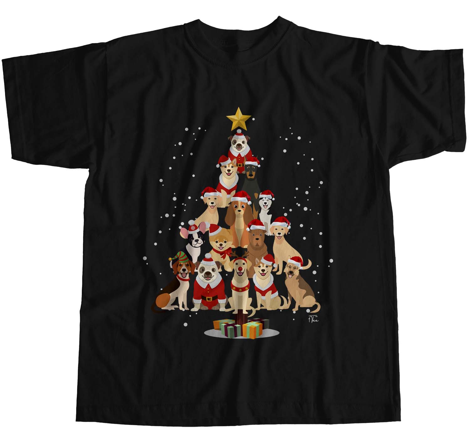 1Tee Damen T-Shirt Loose Fit Hund Weihnachtsbaum - Bild 7 von 15