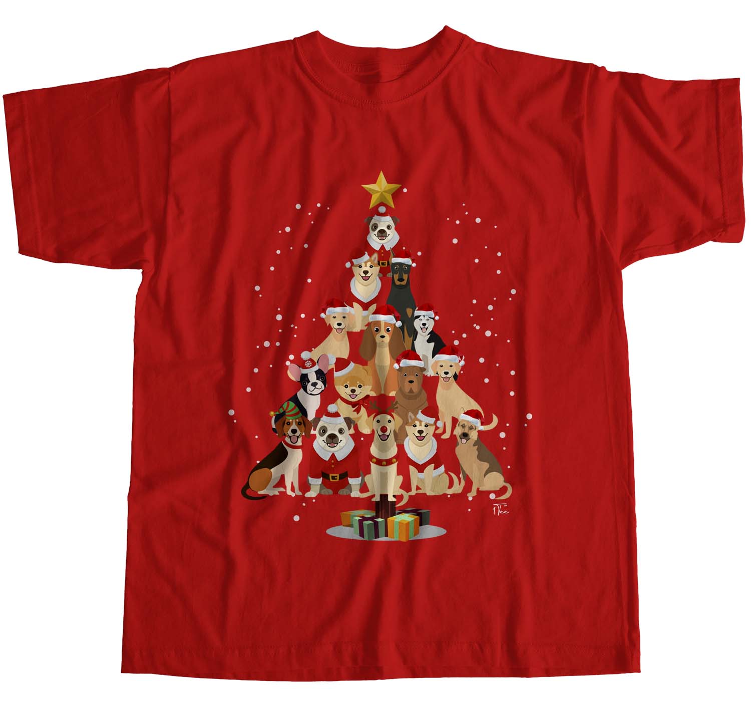 1Tee Damen T-Shirt Loose Fit Hund Weihnachtsbaum - Bild 12 von 15