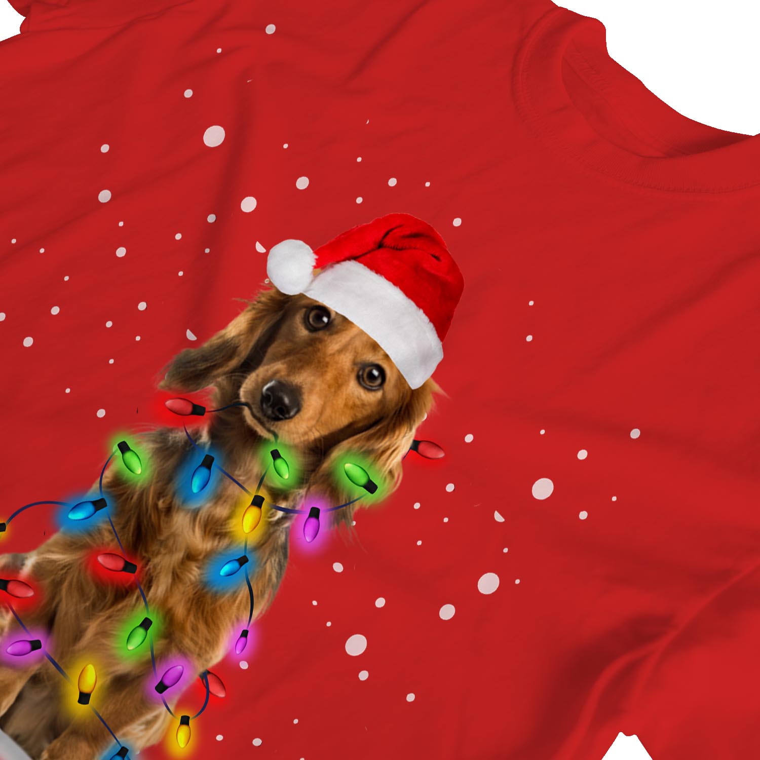 1Tee Perro Para hombre cubierto de luces de Navidad T-Shirt