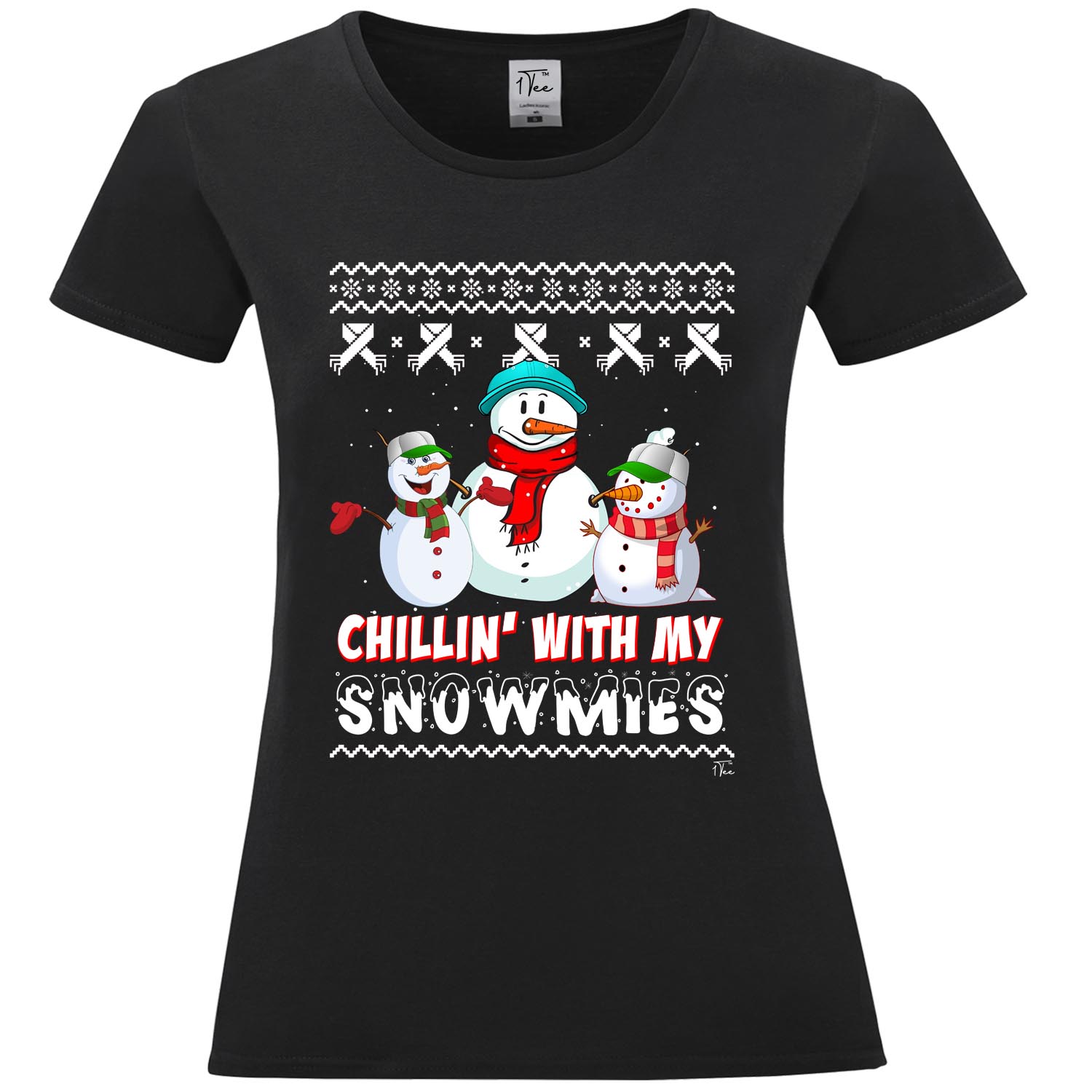 1Tee Damen Chillin' with my Snowmies - Schneemänner T-Shirt - Bild 7 von 20