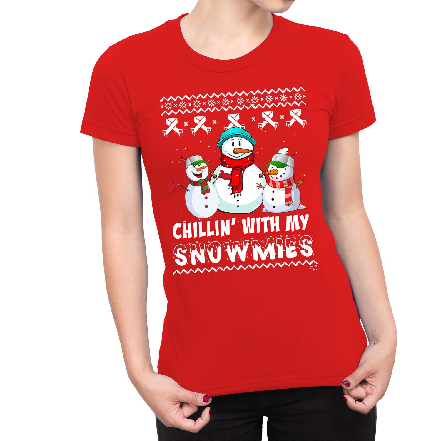1Tee Damen Chillin' with my Snowmies - Schneemänner T-Shirt - Bild 16 von 20