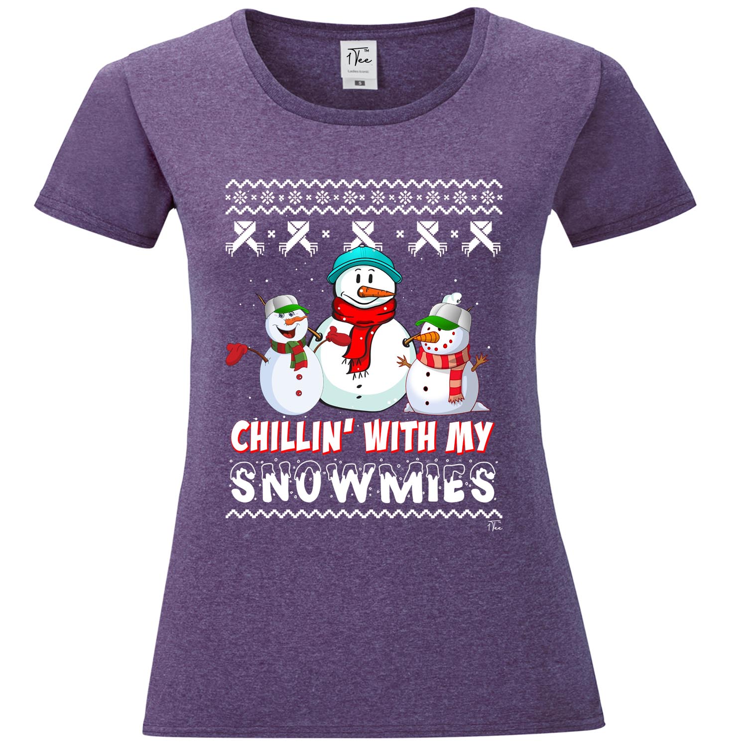 1Tee Damen Chillin' with my Snowmies - Schneemänner T-Shirt - Bild 12 von 20