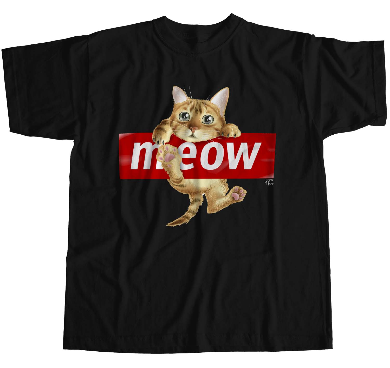 1Tee Womens Loose Fit Cat Meow T-Shirt - Picture 7 of 15