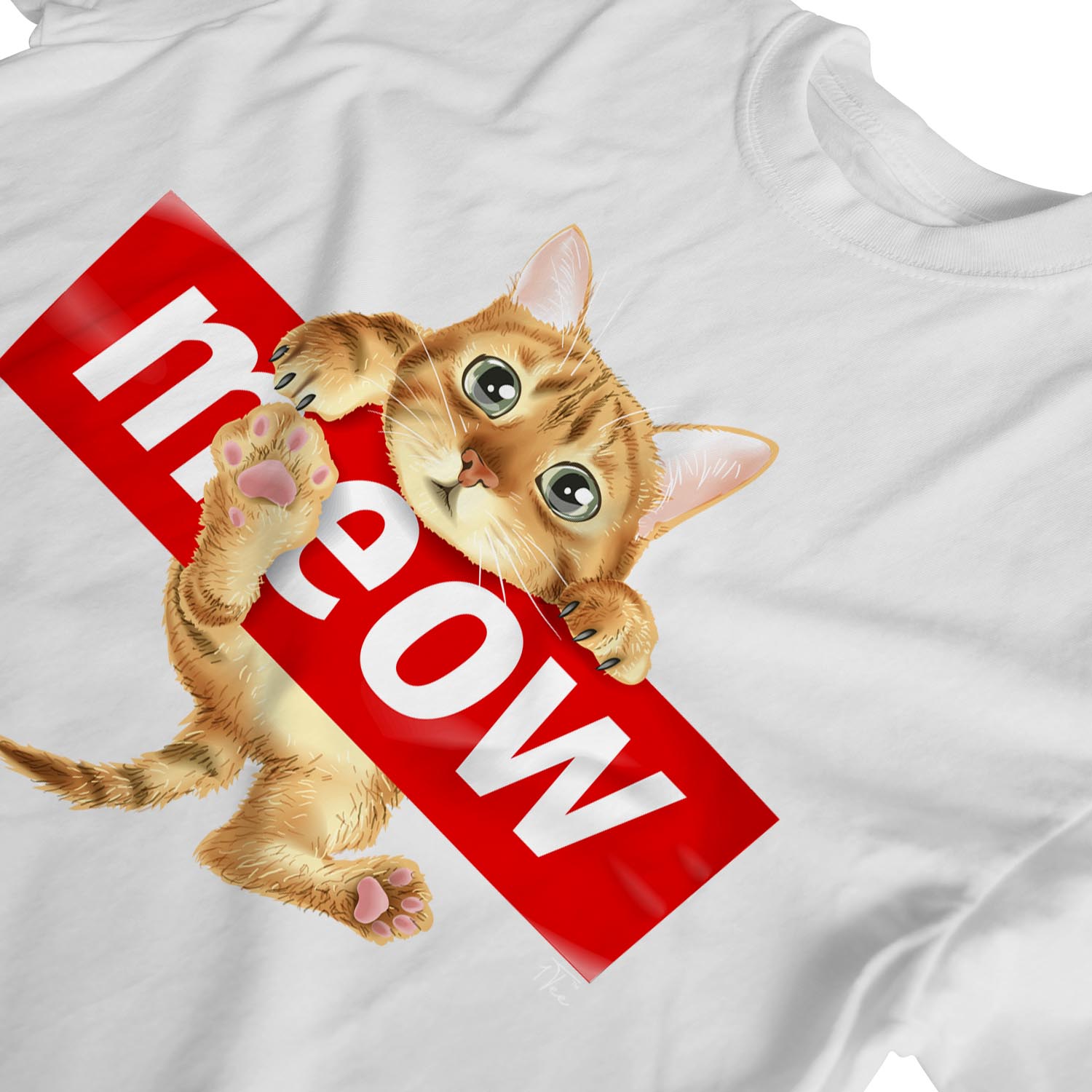 1Tee Womens Loose Fit Cat Meow T-Shirt - Picture 13 of 15