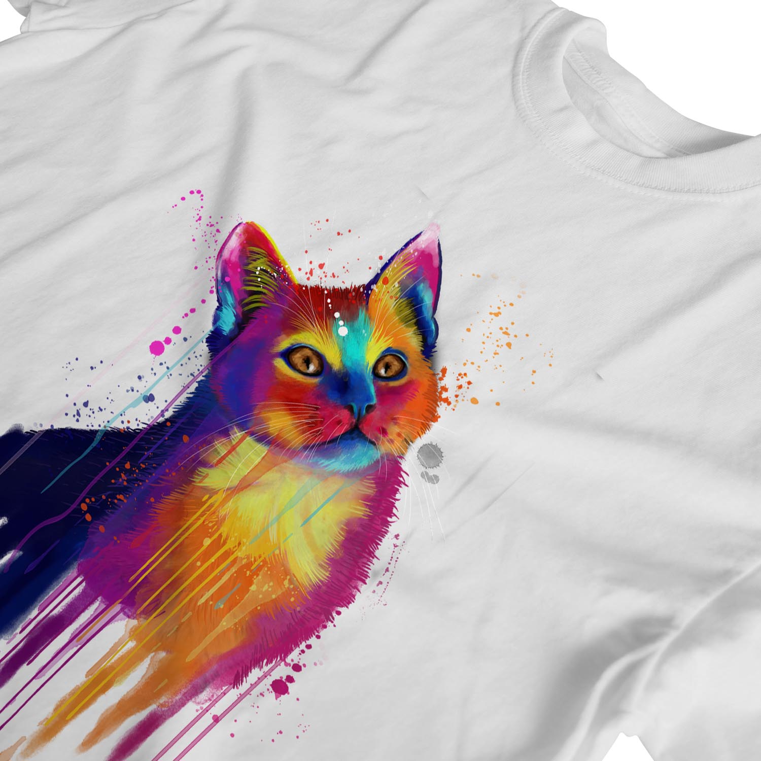 1Tee Damen T-Shirt Aquarell Abstrakt Katze - Bild 13 von 15