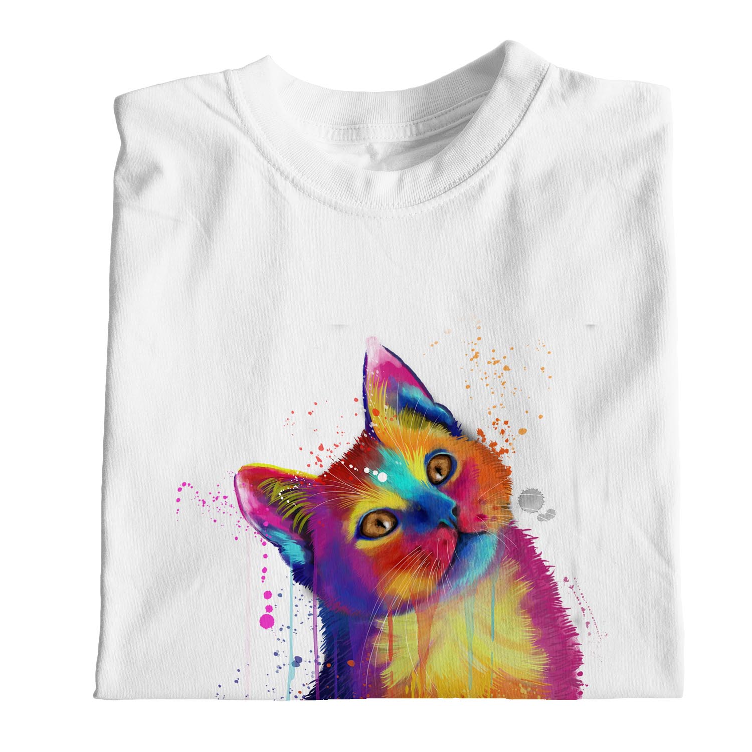 1Tee Damen T-Shirt Aquarell Abstrakt Katze - Bild 14 von 15