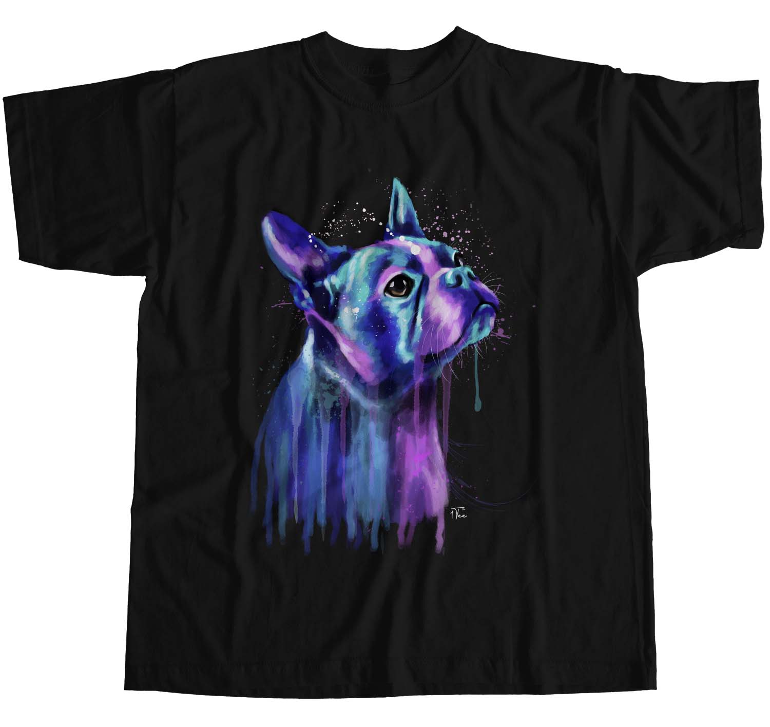 1Tee Womens Loose Fit Watercolour Abstract French Bulldog Dog  T-Shirt