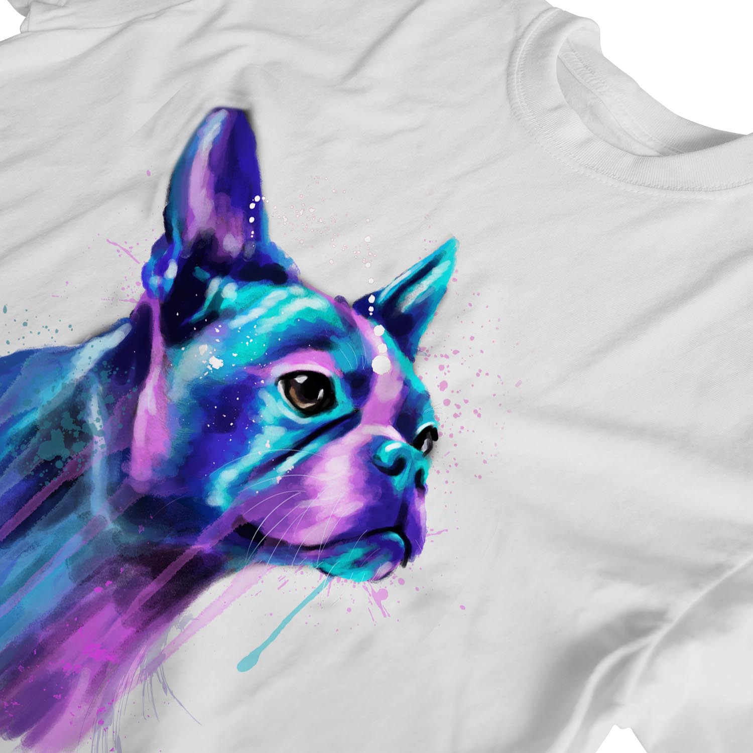 1Tee Womens Loose Fit Watercolour Abstract French Bulldog Dog  T-Shirt