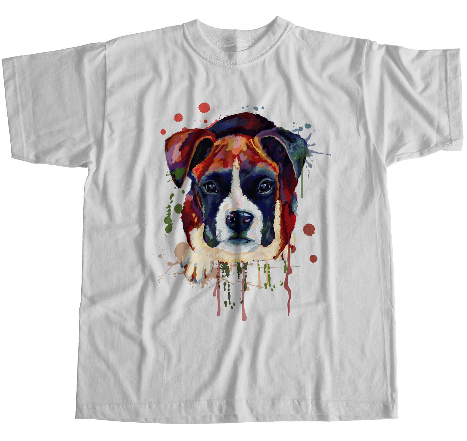 1Tee Womens Loose Fit Watercolour Abstract Puppy Bulldog Dog  T-Shirt