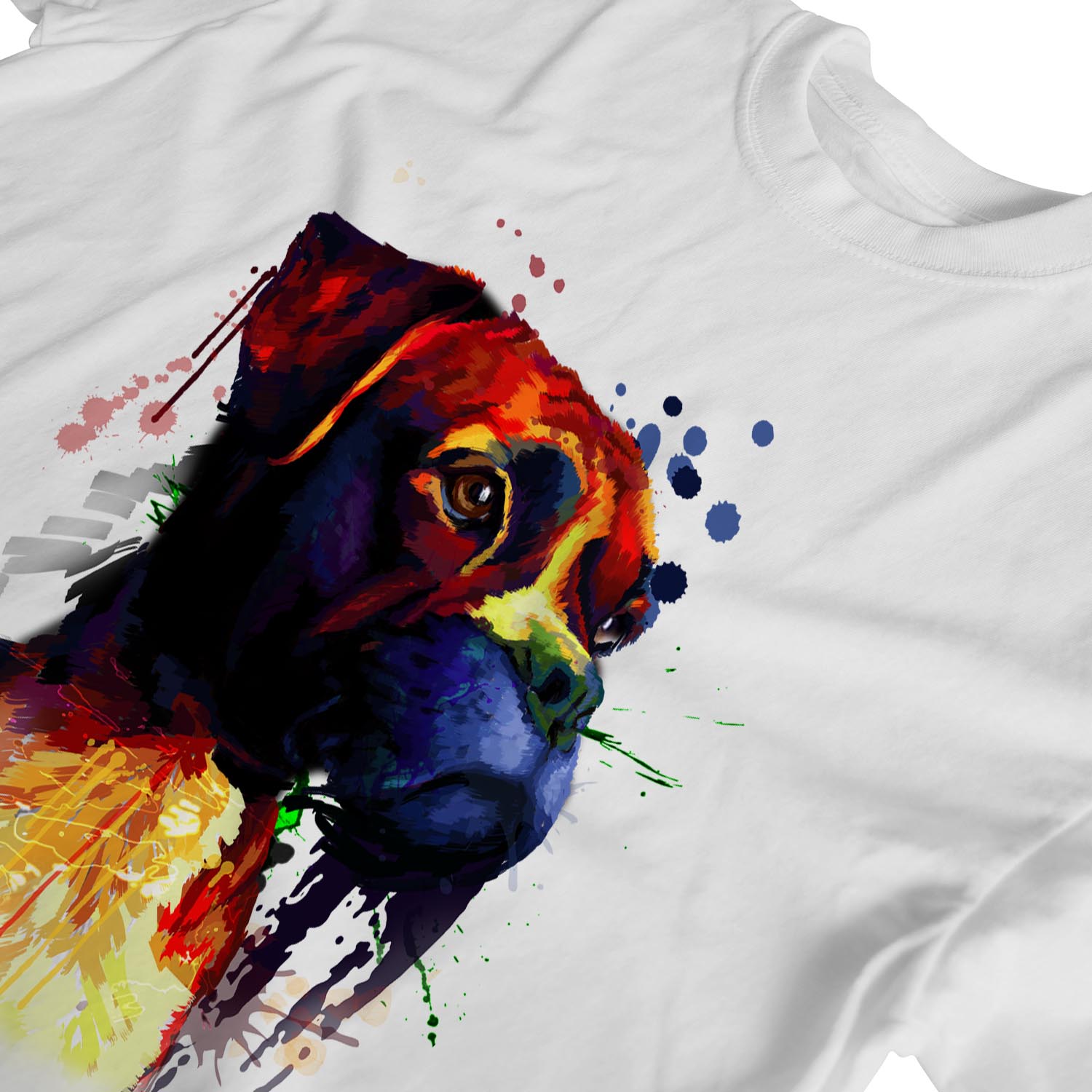 1Tee Womens Loose Fit Watercolour Splash Bulldog Dog T-Shirt