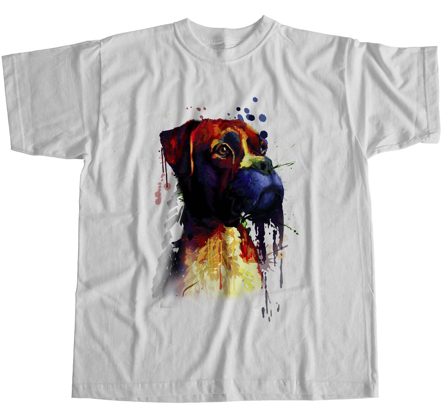 1Tee Womens Loose Fit Watercolour Splash Bulldog Dog T-Shirt