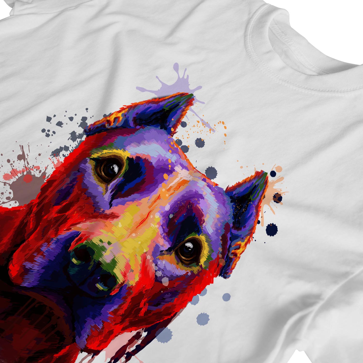 1Tee Damen Aquarell Splash Pit Bull Hund T-Shirt - Bild 13 von 15