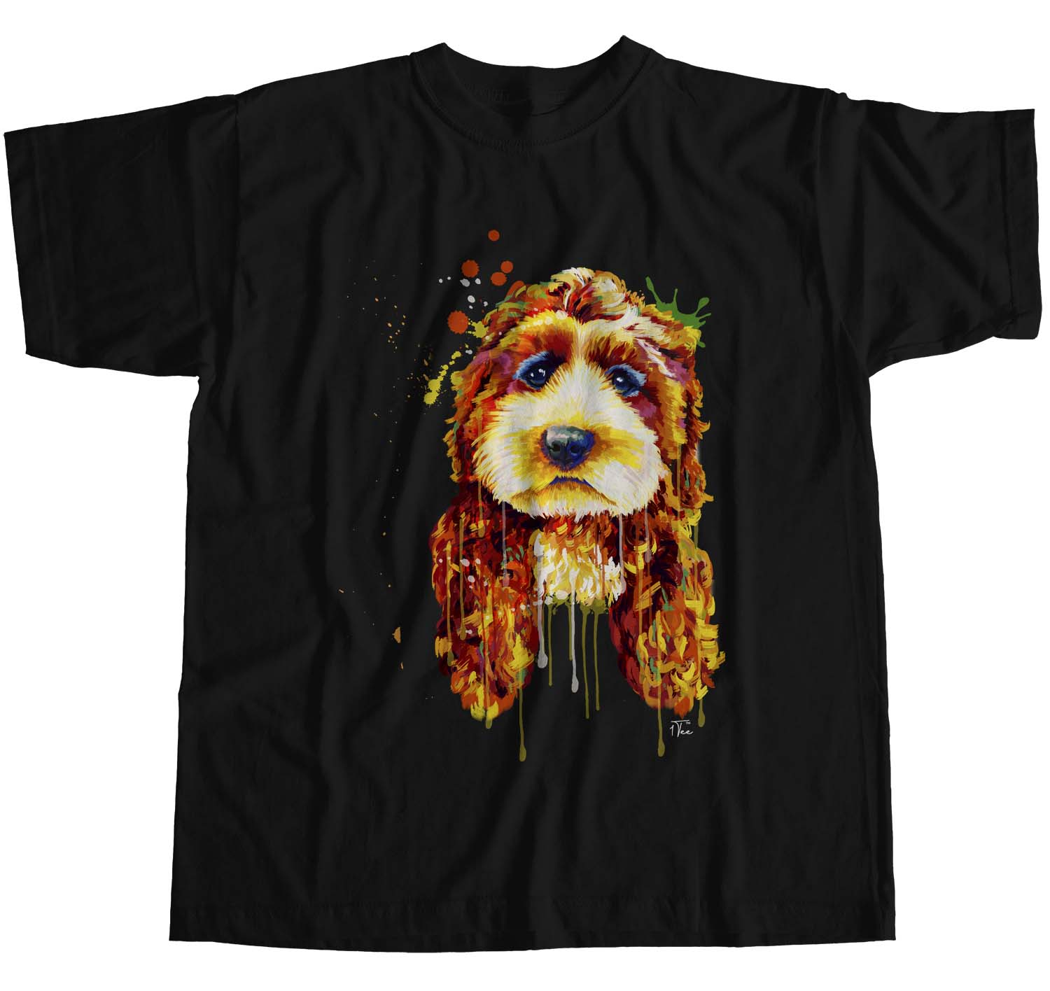 1Tee Womens Loose Fit Watercolour Splash Cockapoo Dog T-Shirt