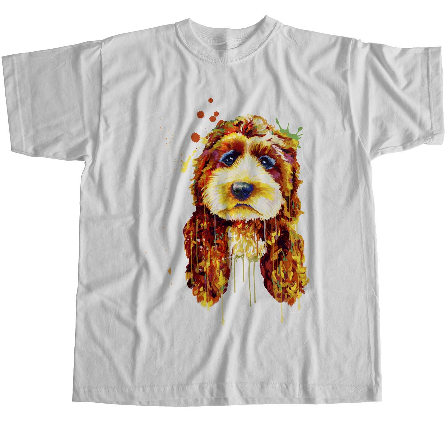 1Tee Womens Loose Fit Watercolour Splash Cockapoo Dog T-Shirt