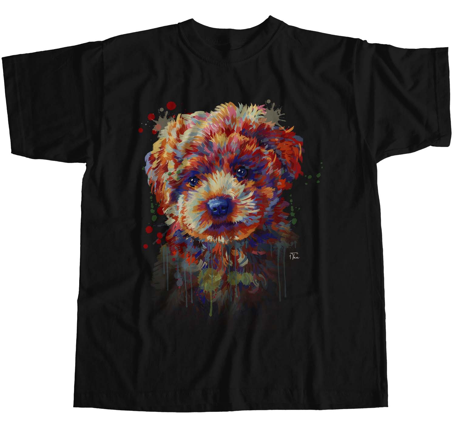 1Tee Womens Loose Fit Painted Abstract Puppy Dog  T-Shirt