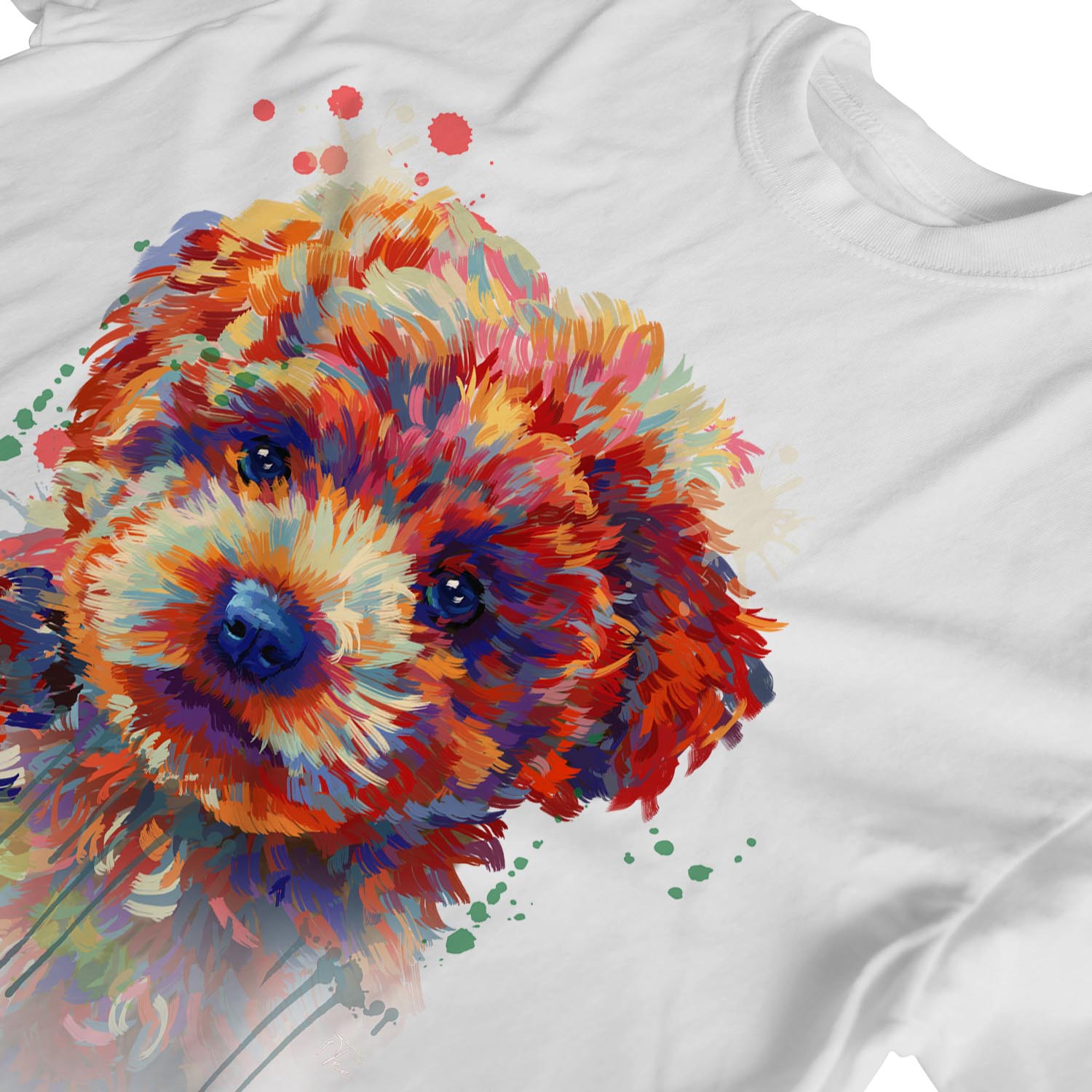 1Tee Womens Loose Fit Painted Abstract Puppy Dog  T-Shirt