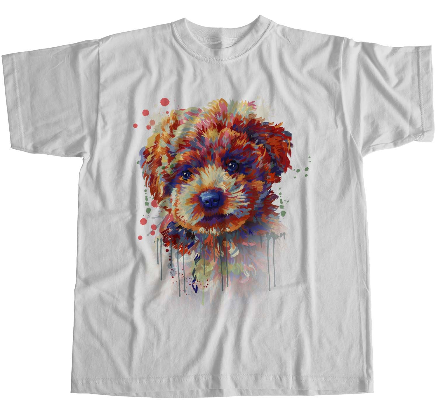 1Tee Womens Loose Fit Painted Abstract Puppy Dog  T-Shirt