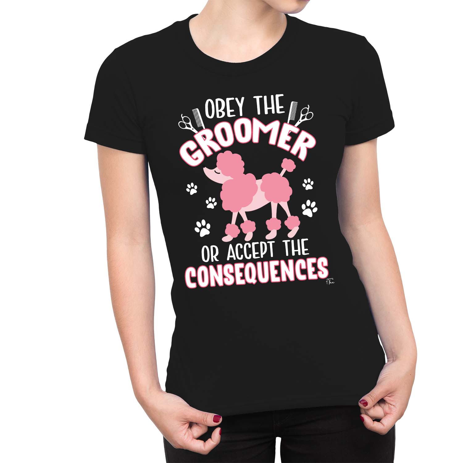 1Tee Damen Obey The Dog Groomer T-Shirt - Bild 6 von 15