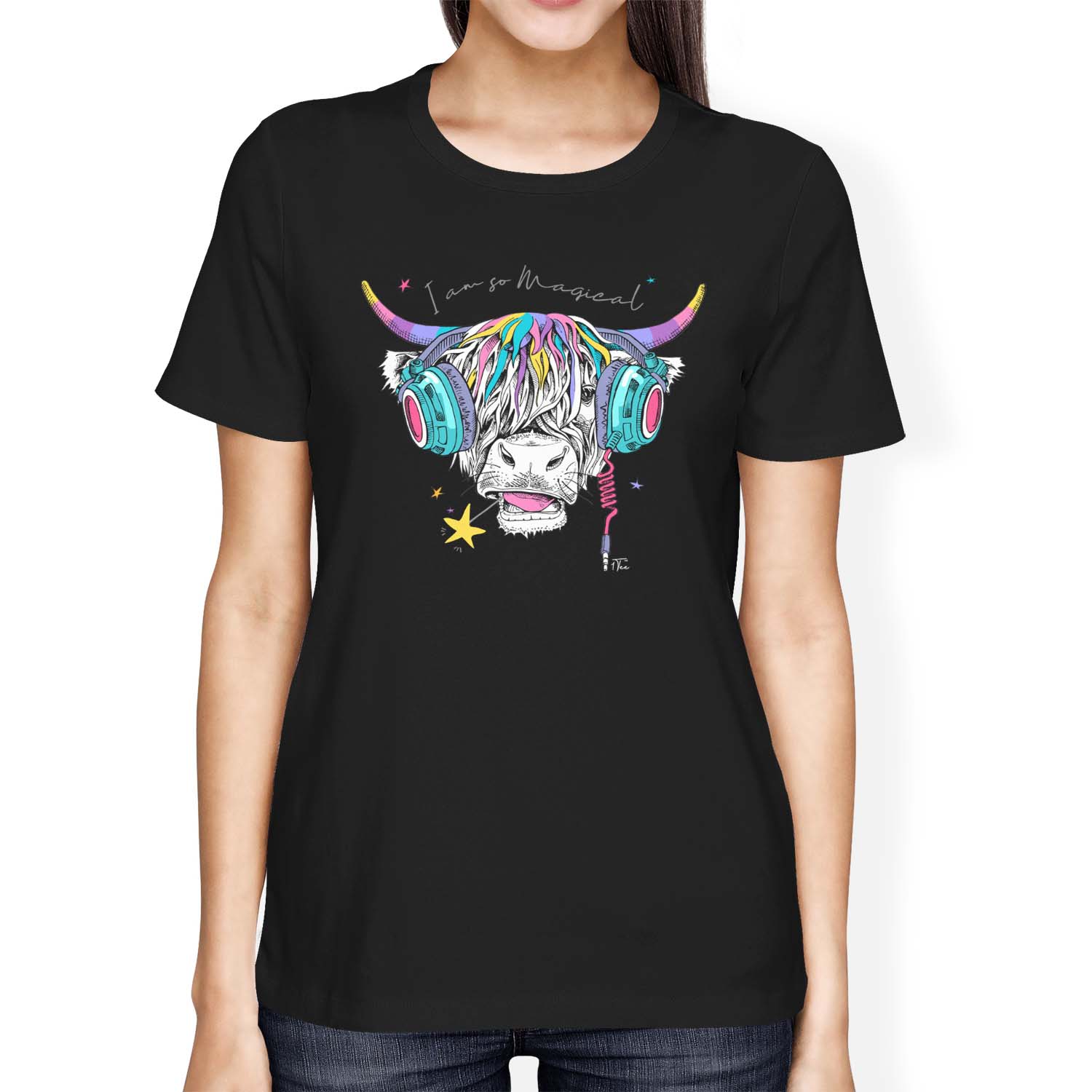 1Tee Damen T-Shirt Loose Fit I am so Magical Highland Cattle Unicorn - Bild 6 von 15
