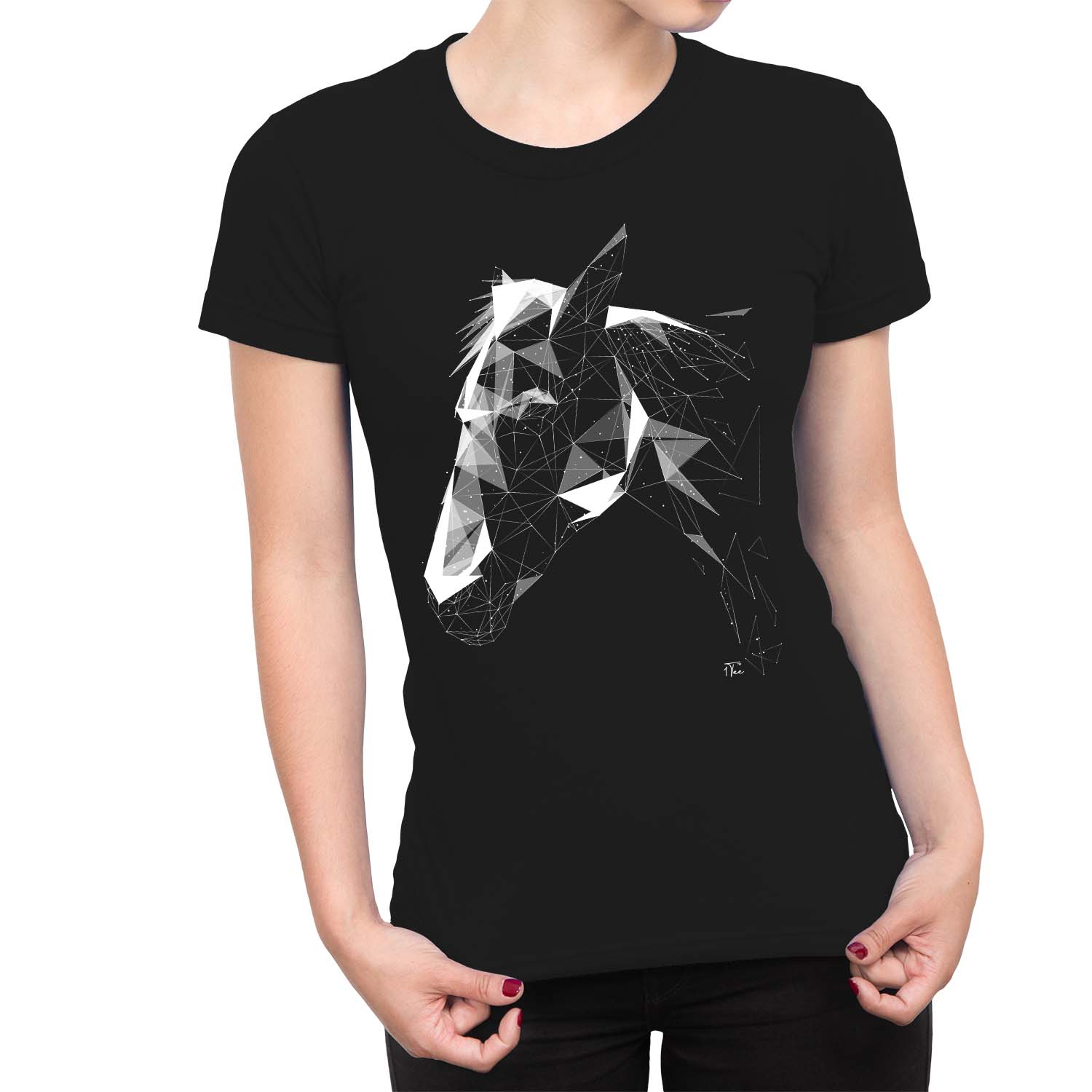 1Tee Womens Origami Abstract Horse T-Shirt - Picture 6 of 20