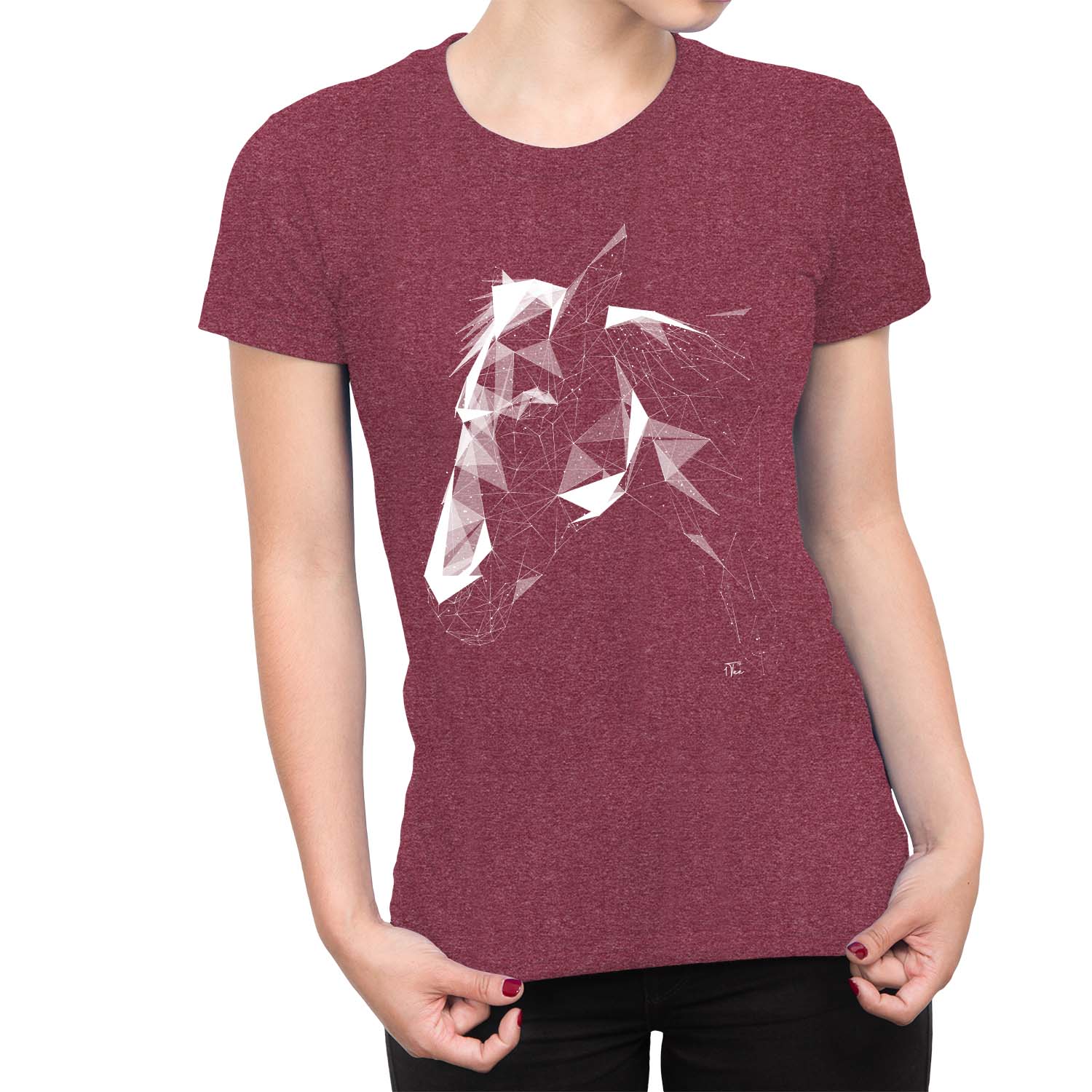 1Tee Womens Origami Abstract Horse T-Shirt - Picture 11 of 20