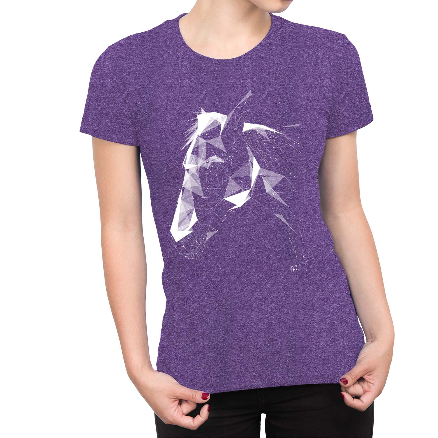 1Tee Womens Origami Abstract Horse T-Shirt - Picture 16 of 20