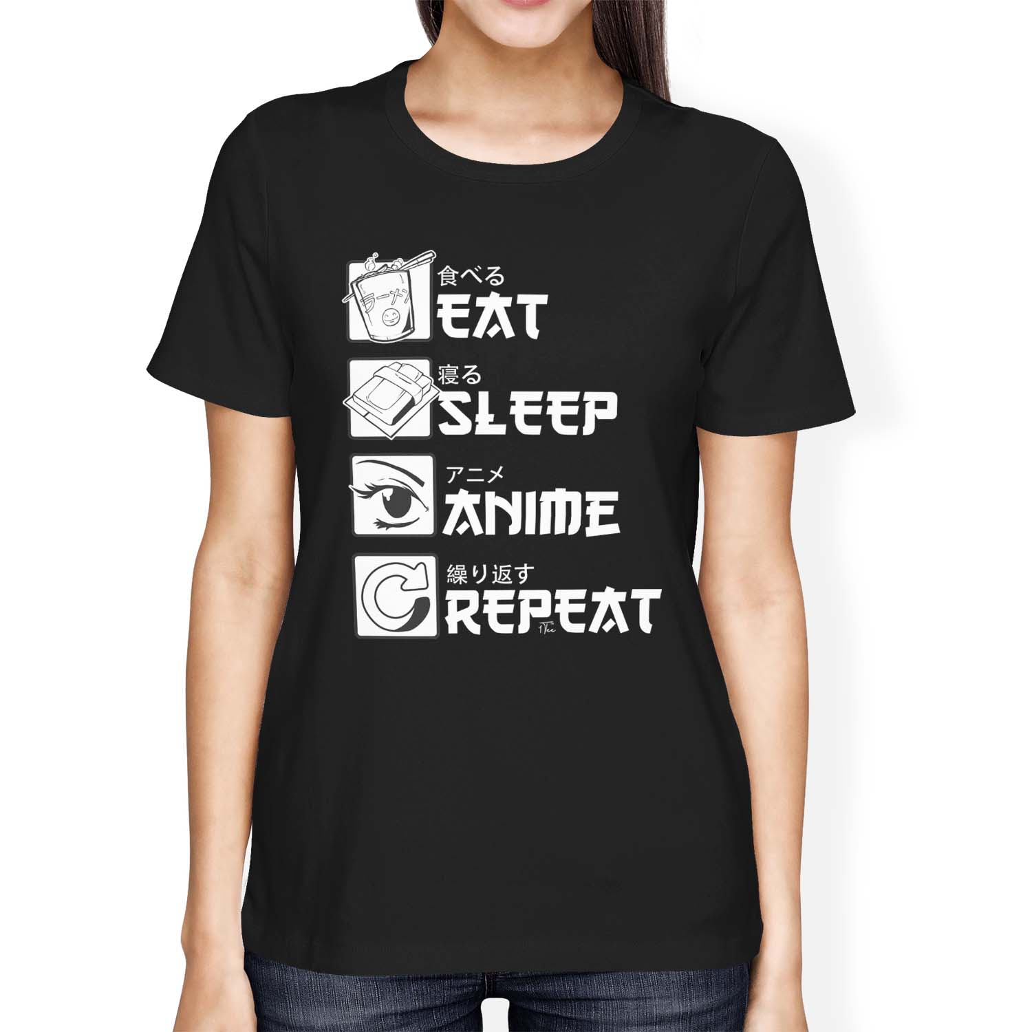 1Tee Womens Loose Fit Eat,Sleep,Anime, Repeat T-Shirt - Bild 6 von 15