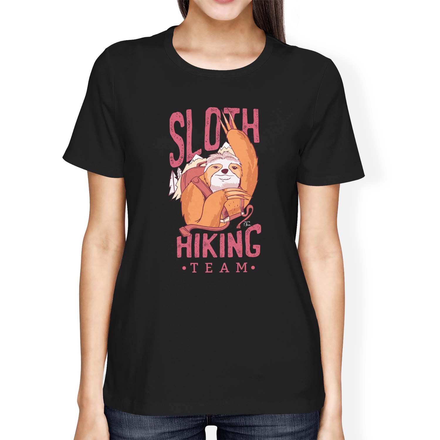 1Tee Damen Loose Fit Faultier Wandern Team T-Shirt - Bild 6 von 15